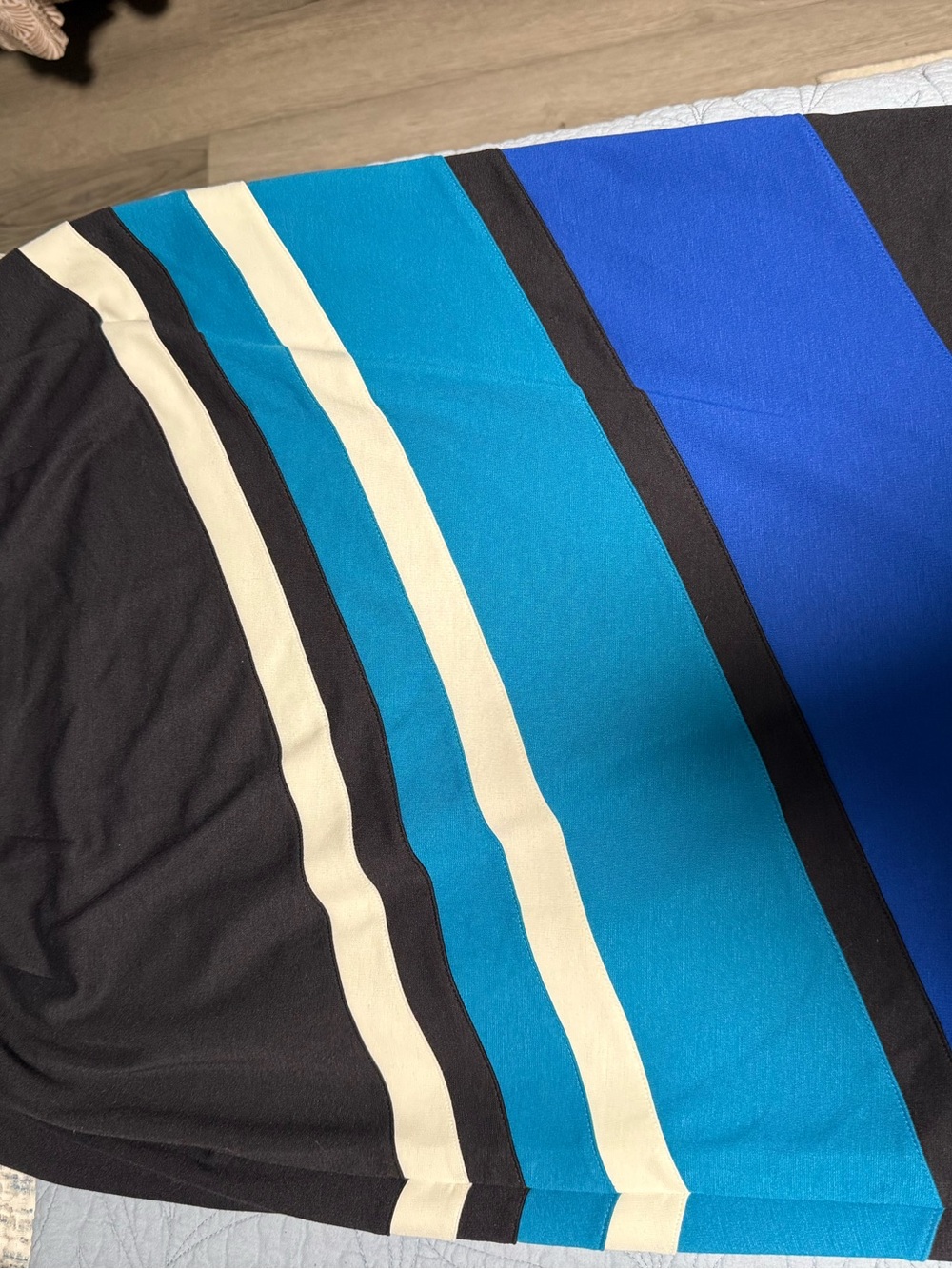 Lane Bryant Blue, Teal, Black & Cream Striped Pencil Skirt